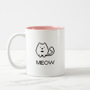 Pixel Cat Meow Tweekleurige Koffiemok