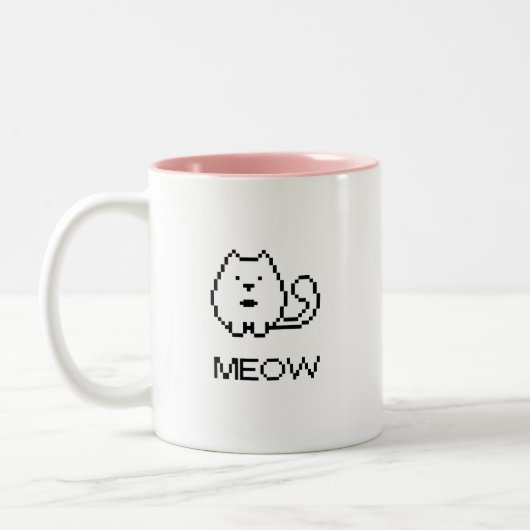 Pixel Cat Meow Tweekleurige Koffiemok (Links)