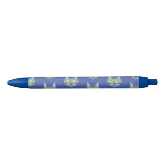 Pixel Cat Patroon Zwarte Inkt Pen (Voorkant)