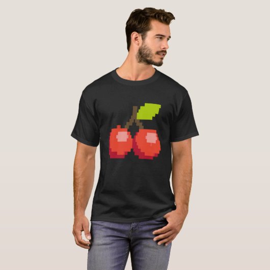 Pixel Cherry Summer Fruit 8 bit Fruit T-shirt (Voorkant volledig)