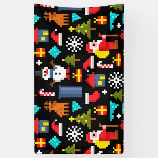 Pixel Christmas Spandoek (Verticaal)