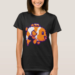 Pixel clownvis in oranje en wit t-shirt