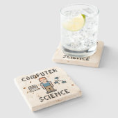 Pixel Computer Science Travertine Onderzetter (Zijkant)