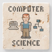 Pixel Computer Science Travertine Onderzetter (Voorkant)