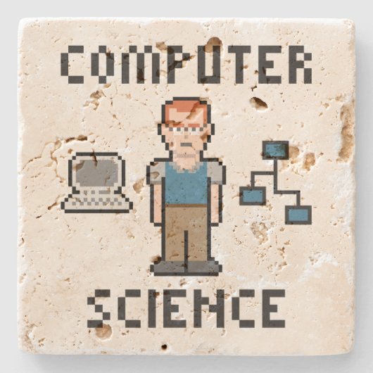 Pixel Computer Science Travertine Onderzetter (Voorkant)