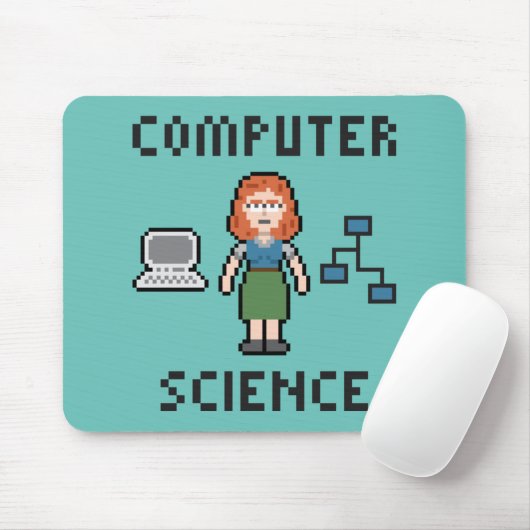 Pixel Computer Science - Vrouw - Mousepad Muismat (Met muis)