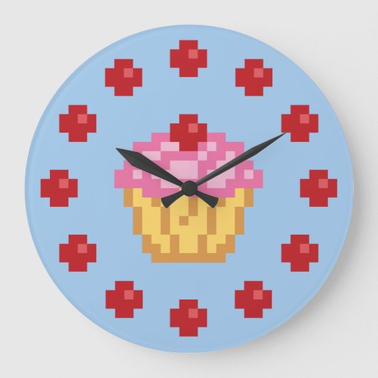 Pixel Cupcake Grote Klok (Voorkant)