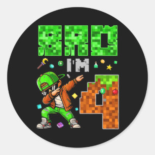 Pixel Dab Gamer Style Verjaardagscadeau voor jonge Ronde Sticker
