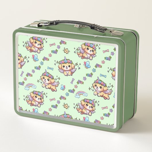 Pixel De Puppicorn Lunchbox Groen (Achterkant)