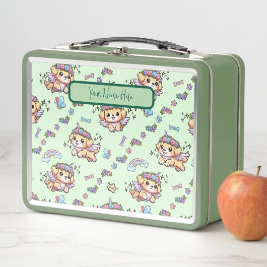 Pixel De Puppicorn Lunchbox Groen (In situ)