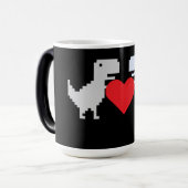 Pixel Dinosaur Love – Cute Keychain Gift for Coupl Magische Mok (Voorkant links)
