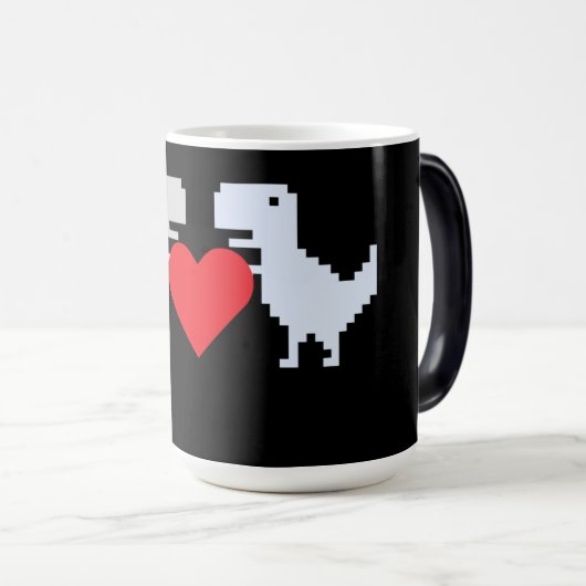 Pixel Dinosaur Love – Cute Keychain Gift for Coupl Magische Mok (Voorkant rechts)