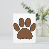 Pixel Dog Paw Print Briefkaart (Staand voorkant)