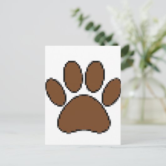 Pixel Dog Paw Print Briefkaart (Staand voorkant)
