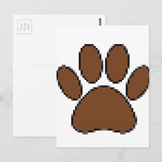 Pixel Dog Paw Print Briefkaart (Voorkant / Achterkant)