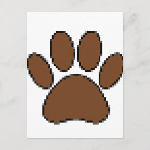 Pixel Dog Paw Print Briefkaart