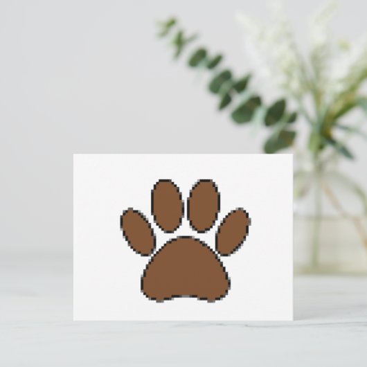Pixel Dog Paw Print Briefkaart (Staand voorkant)