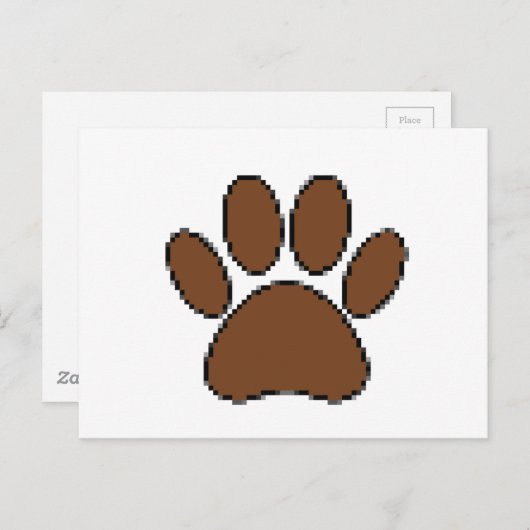 Pixel Dog Paw Print Briefkaart (Voorkant / Achterkant)