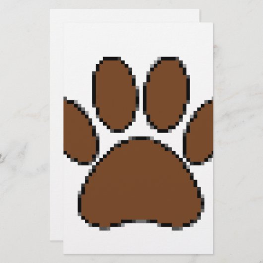 Pixel Dog Paw Print Briefpapier (Voorkant / Achterkant)