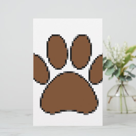 Pixel Dog Paw Print Briefpapier (Staand voorkant)