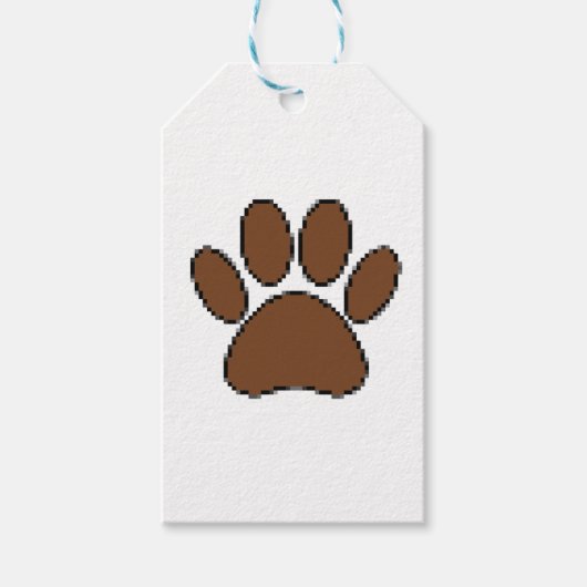 Pixel Dog Paw Print Cadeaulabel (Voorkant)