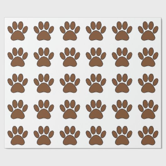 Pixel Dog Paw Print Cadeaupapier (Vlak)