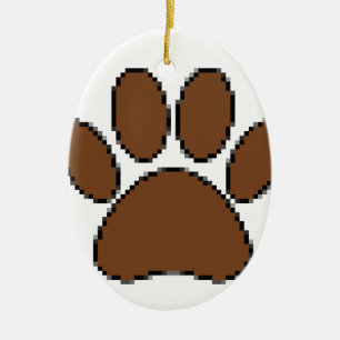 Pixel Dog Paw Print Keramisch Ornament