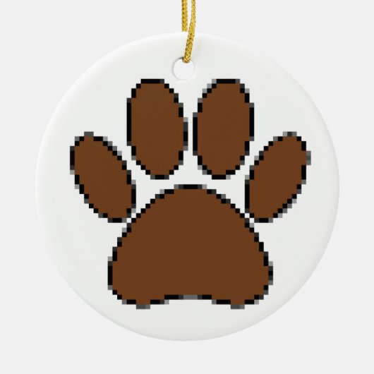 Pixel Dog Paw Print Keramisch Ornament (Voorkant)