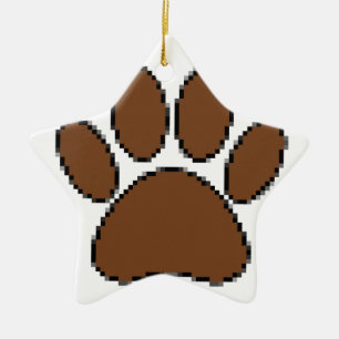 Pixel Dog Paw Print Keramisch Ornament