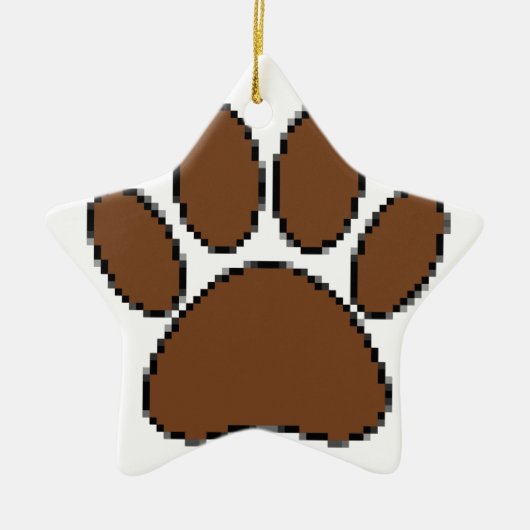 Pixel Dog Paw Print Keramisch Ornament (Voorkant)