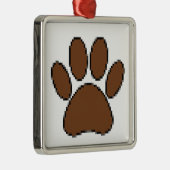Pixel Dog Paw Print Metalen Ornament (Rechts)