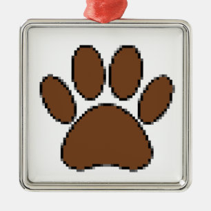 Pixel Dog Paw Print Metalen Ornament
