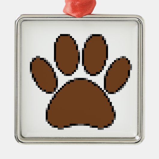 Pixel Dog Paw Print Metalen Ornament (Voorkant)