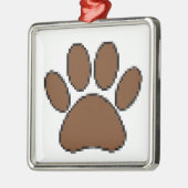 Pixel Dog Paw Print Metalen Ornament (Links)