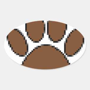 Pixel Dog Paw Print Ovale Sticker