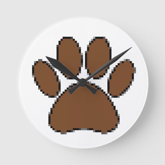 Pixel Dog Paw Print Ronde Klok (Voorkant)