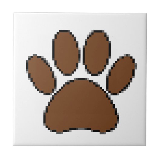 Pixel Dog Paw Print Tegeltje (Voorkant)