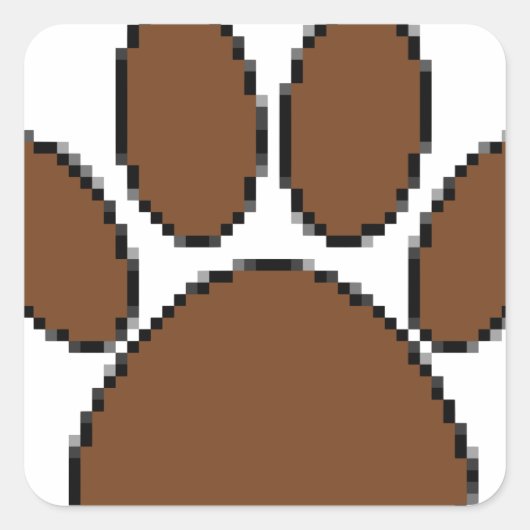 Pixel Dog Paw Print Vierkante Sticker (Voorkant)