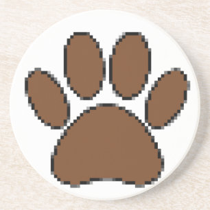 Pixel Dog Paw Print Zandsteen Onderzetter