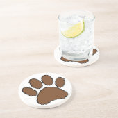 Pixel Dog Paw Print Zandsteen Onderzetter (Zijkant)