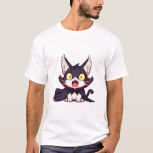 Pixel Dracula Kat – Schattig Schokkende Vampier 8- T-shirt