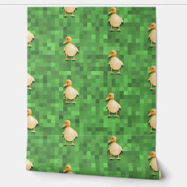Pixel Duck Patroon – Groen Retro Achtergrond Ontwe Behang