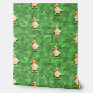 Pixel Duck Patroon – Groen Retro Achtergrond Ontwe Behang