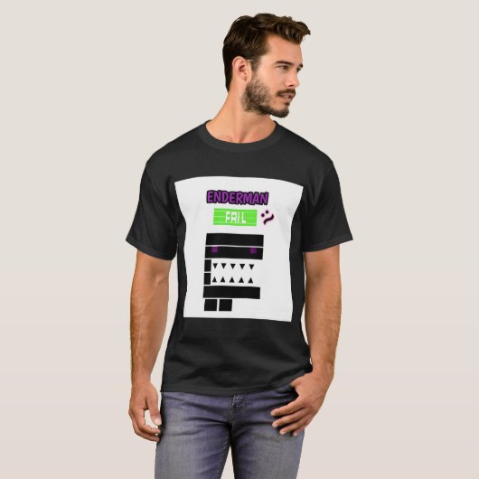 Pixel Enderman Fail Shirt – Funny Gamer Retro T-sh (Voorkant volledig)