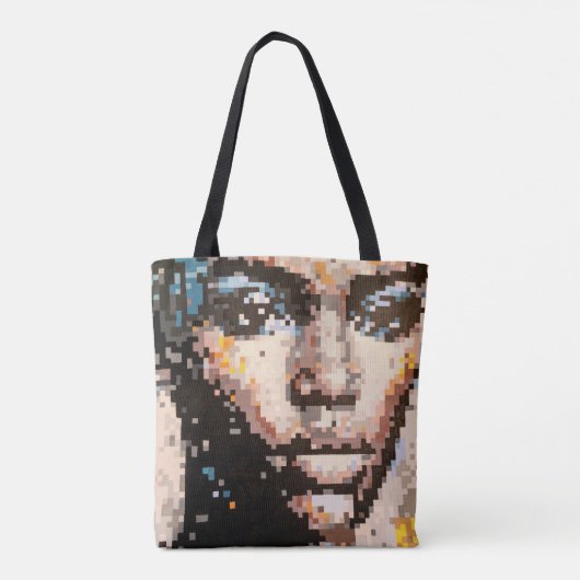 Pixel face design abstract feminine portrait tote bag (Achterkant)