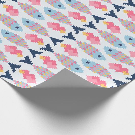 Pixel Fish and Hearts Pattern Cadeaupapier (Hoek)