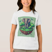 Pixel Friends: Bosbescherming (olifant) #01 Tri-Blend Shirt (Voorkant)