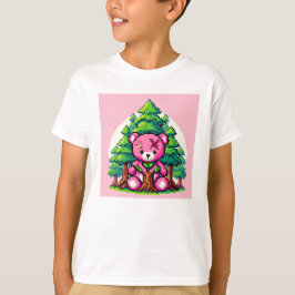 Pixel Friends: Bosbescherming (roze beer) #09 T-shirt