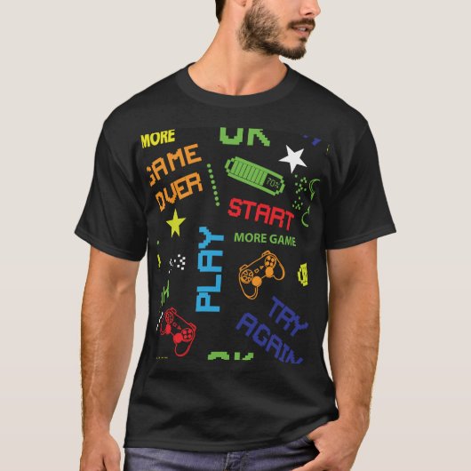 Pixel Game Style: Abstract naadloos. T-shirt (Voorkant)