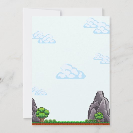 Pixel Game Uitnodiging voor verjaardag (Achterkant)